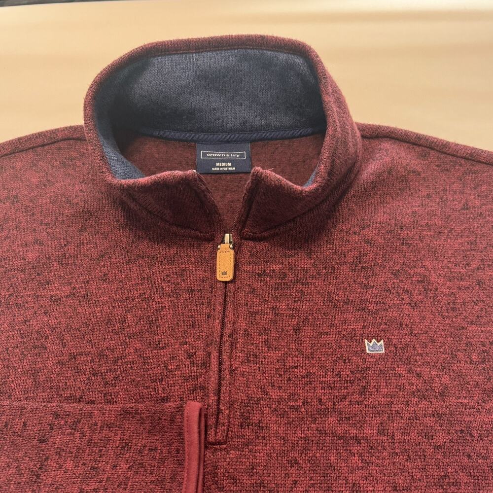 Crown & Ivy Men's Red 1/4 Zip Long Sleeve Pullover Top Size Medium, NWOT